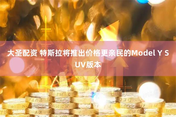 大圣配资 特斯拉将推出价格更亲民的Model Y SUV版本
